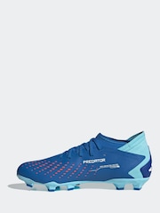 adidas Blue/White Sport Performance Adult Predator Accuracy.3 Firm Ground Boots - Image 3 of 11