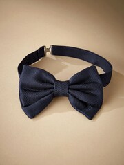 Navy Blue Signature Made In Italy Textured Silk Bow Tie - Image 2 of 6