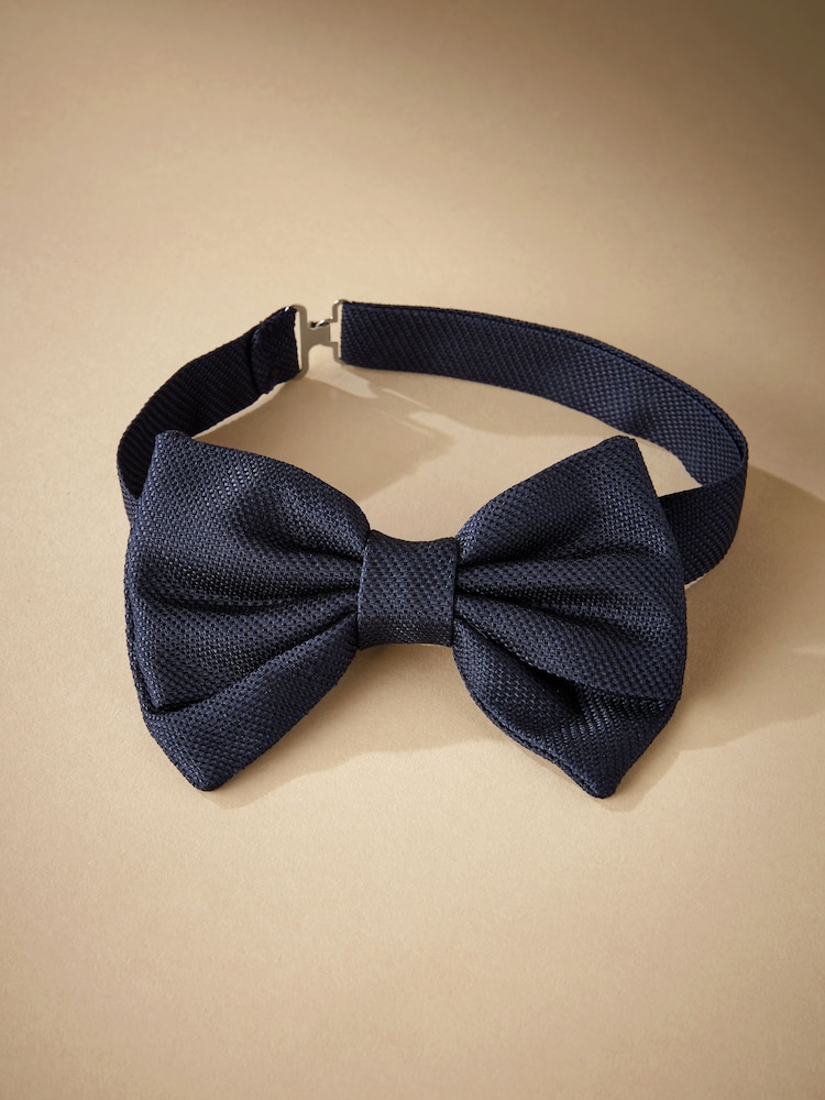 Navy Blue Signature Made In Italy Textured Silk Bow Tie - Image 2 of 6