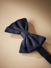 Navy Blue Signature Made In Italy Textured Silk Bow Tie - Image 3 of 6