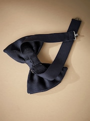 Navy Blue Signature Made In Italy Textured Silk Bow Tie - Image 5 of 6