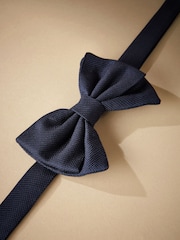 Navy Blue Signature Made In Italy Textured Silk Bow Tie - Image 6 of 6