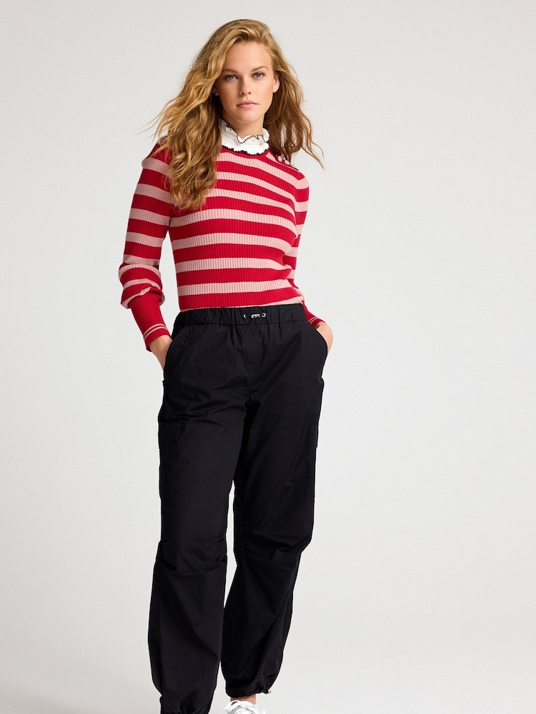 Red/Pink Pie Collar High Neck Stripe Jumper - Image 2 of 7