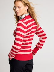Red/Pink Pie Collar High Neck Stripe Jumper - Image 4 of 7