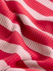 Red/Pink Pie Collar High Neck Stripe Jumper - Image 7 of 7