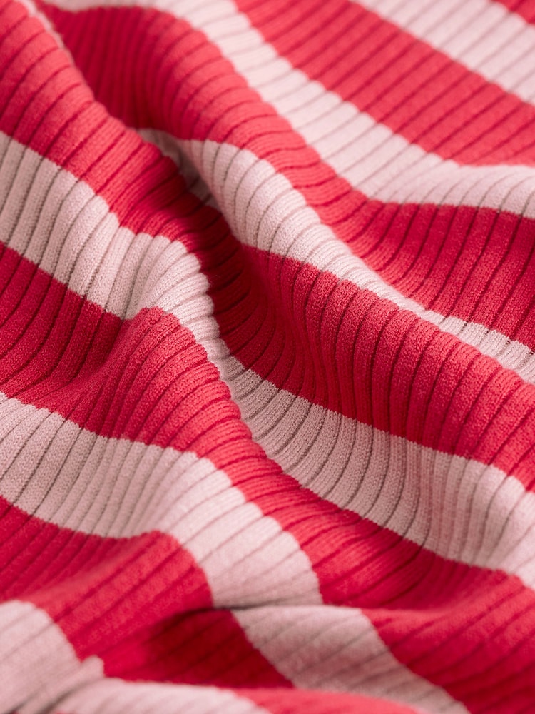 Red/Pink Pie Collar High Neck Stripe Jumper - Image 7 of 7