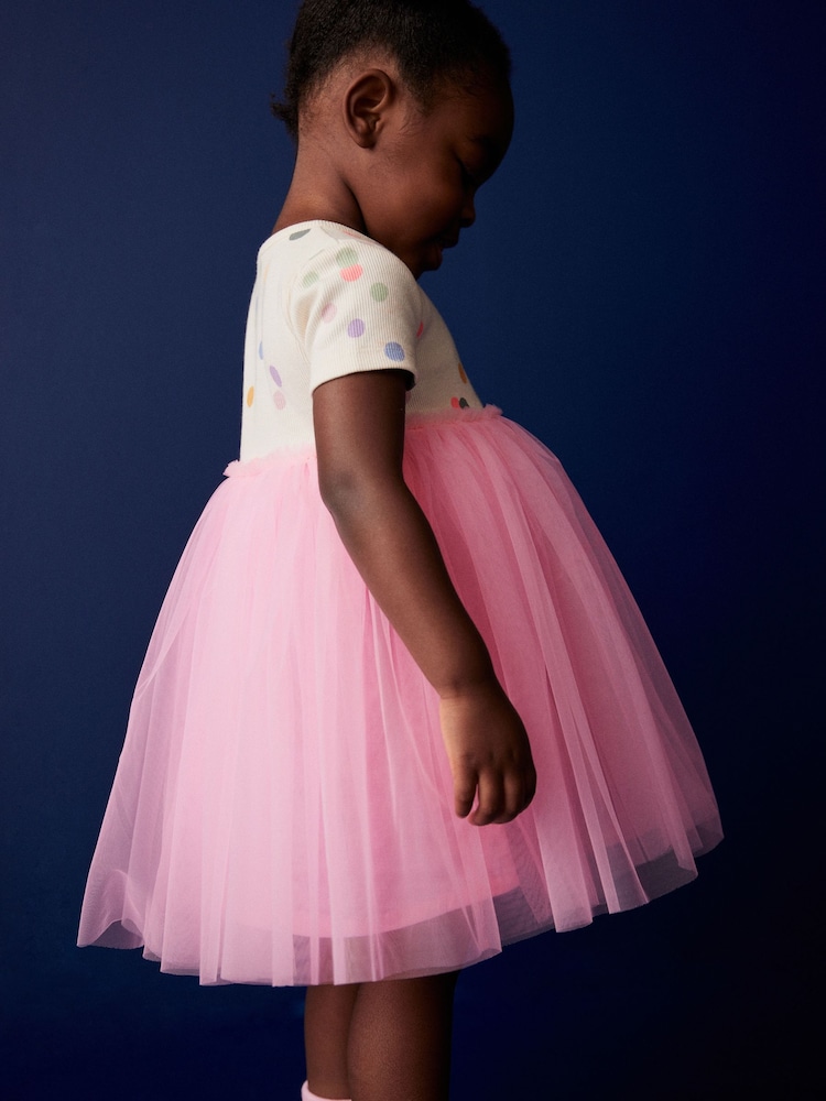 Pink Polka Dot Short Sleeve Tutu Dress (3mths-7yrs) - Image 2 of 9