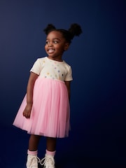 Pink Polka Dot Short Sleeve Tutu Dress (3mths-7yrs) - Image 4 of 9