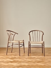 Jasper Conran London Set of 2 Walnut Bray Dining Chairs - Image 1 of 6