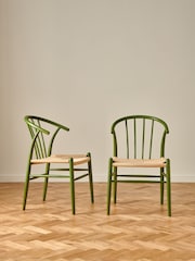 Jasper Conran London Set of 2 Green Bray Dining Chairs - Image 1 of 6