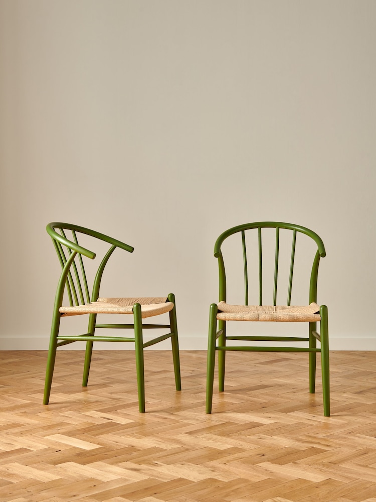 Jasper Conran London Set of 2 Green Bray Dining Chairs - Image 1 of 6