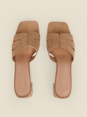 Sosandar Brown Faux Suede Block Heel Mules - Image 4 of 5