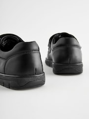 Black Wide Fit (G) Leather Touch Fastening School Shoes - Image 4 of 5