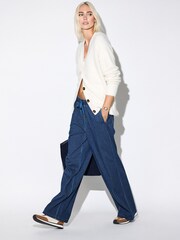 Blanc écru - Mid Length Long Sleeve Cardigan with Wool - Image 3 de 5