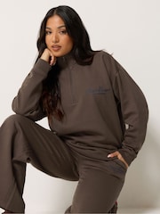 PixieGirl Petite Brown St Etienne Quarter Zip Sweatshirt - Image 1 of 6