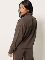PixieGirl Petite Brown St Etienne Quarter Zip Sweatshirt - Image 3 of 6