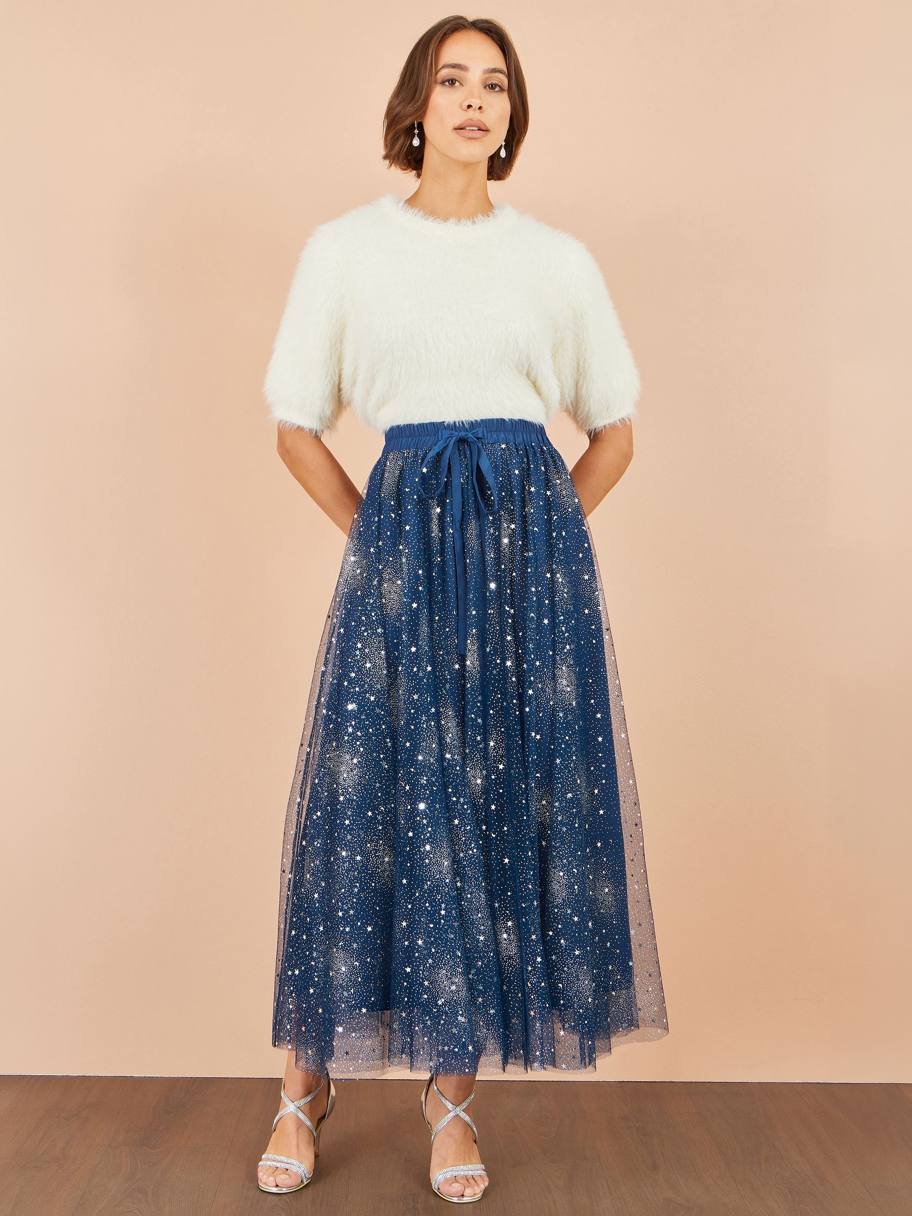 Yumi Navy Star Sparkle Tulle Skirt - Image 2