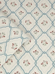 Laura Ashley Pale Seaspray Blue Pinford Trellis 10M Wallpaper - Image 3 of 4