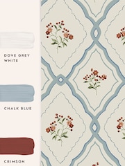 Laura Ashley Pale Seaspray Blue Pinford Trellis 10M Wallpaper - Image 4 of 4