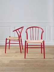 Jasper Conran London Set of 2 Red Bray Dining Chairs - Image 1 of 5