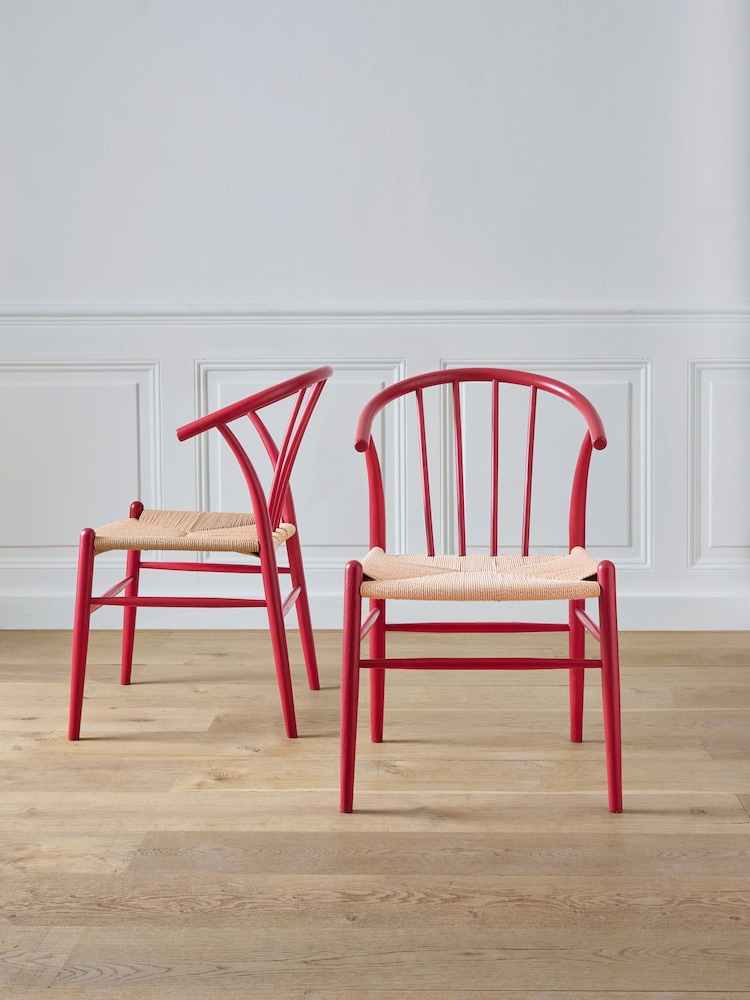 Jasper Conran London Set of 2 Red Bray Dining Chairs - Image 1 of 5