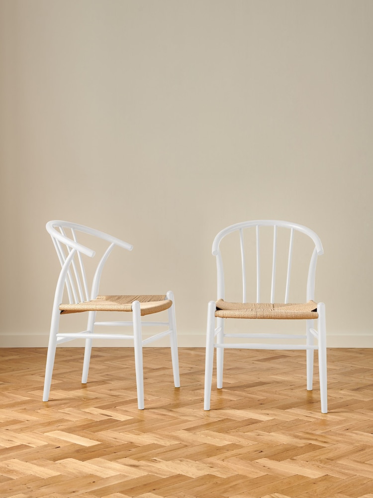 Jasper Conran London Set of 2 White Bray Dining Chairs - Image 1 of 6