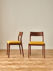 Jasper Conran London Set of 2 Ochre Yellow Belgrave Dining Chairs - Image 1 of 6