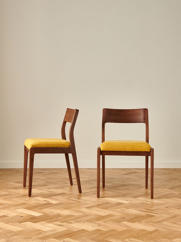 Jasper Conran London Set of 2 Ochre Yellow Belgrave Dining Chairs - Image 1 of 6