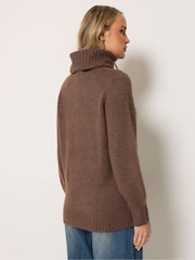 Long Tall Sally Brown Premium Roll Neck Fluffy Knitted Jumper - Image 3 of 6