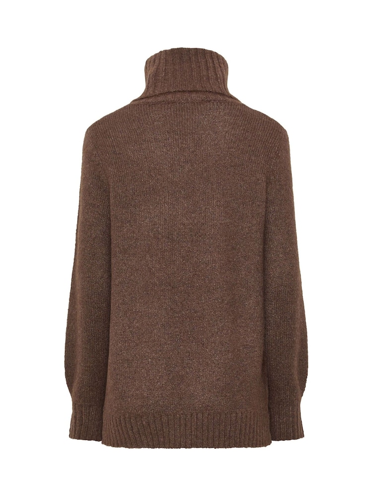 Long Tall Sally Brown Premium Roll Neck Fluffy Knitted Jumper - Image 6 of 6