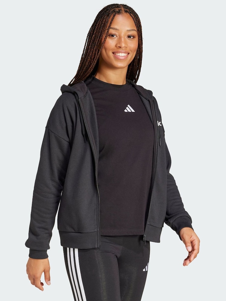 adidas Black Essentials Linear Full-Zip French Terry Hoodie - Image 1 of 5