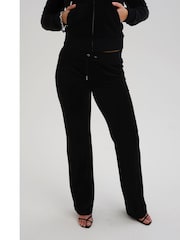 Juicy Couture Black Womens Velour Straight Leg Joggers - Image 1 of 5