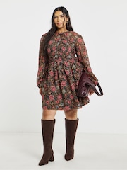 Simply Be Leopard Print Skater Dress - Image 1 of 4