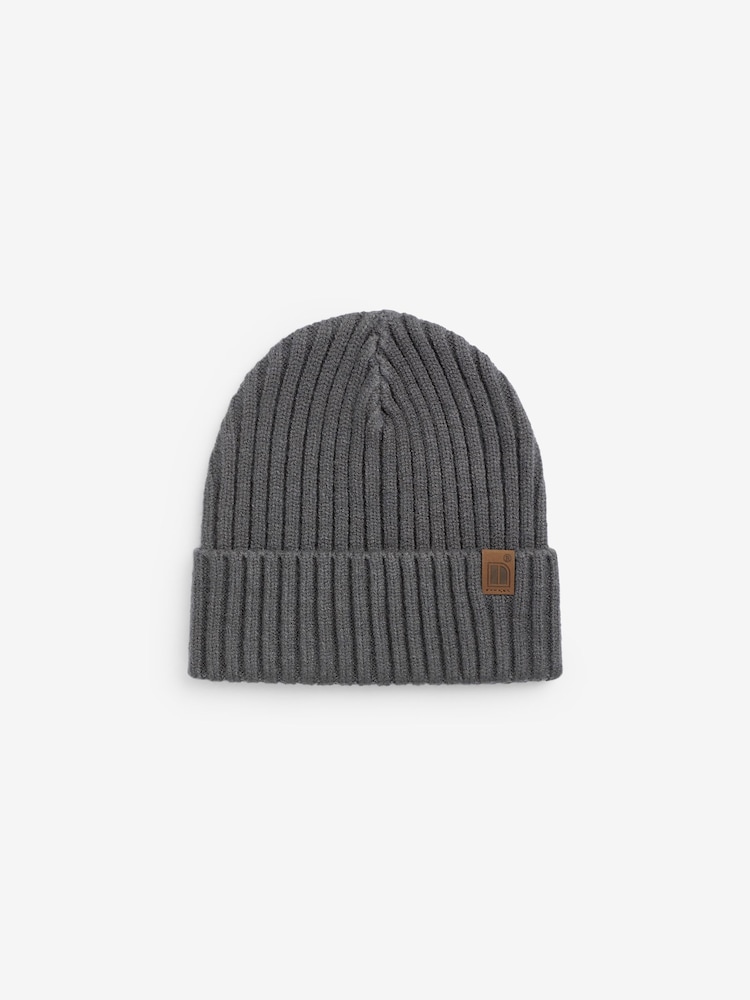 Charcoal Grey Knitted Rib Beanie Hat (1-16yrs) - Image 1 of 2