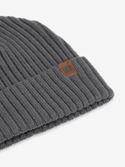 Charcoal Grey Knitted Rib Beanie Hat (1-16yrs) - Image 2 of 2