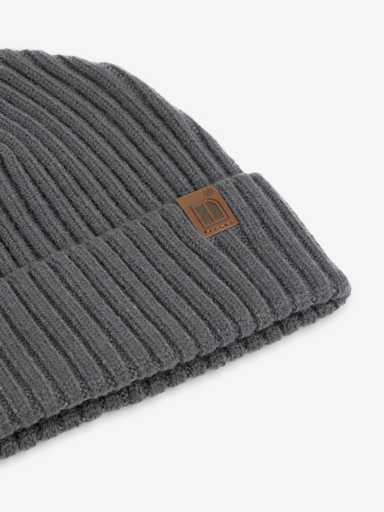 Charcoal Grey Knitted Rib Beanie Hat (1-16yrs) - Image 2 of 2