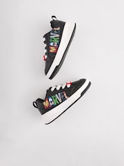 Black Standard Fit (F) Marvel Elastic Lace Trainers - Image 2 of 5