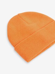 Orange Flat Knit Beanie Hat (3mths-16yrs) - Image 2 of 2