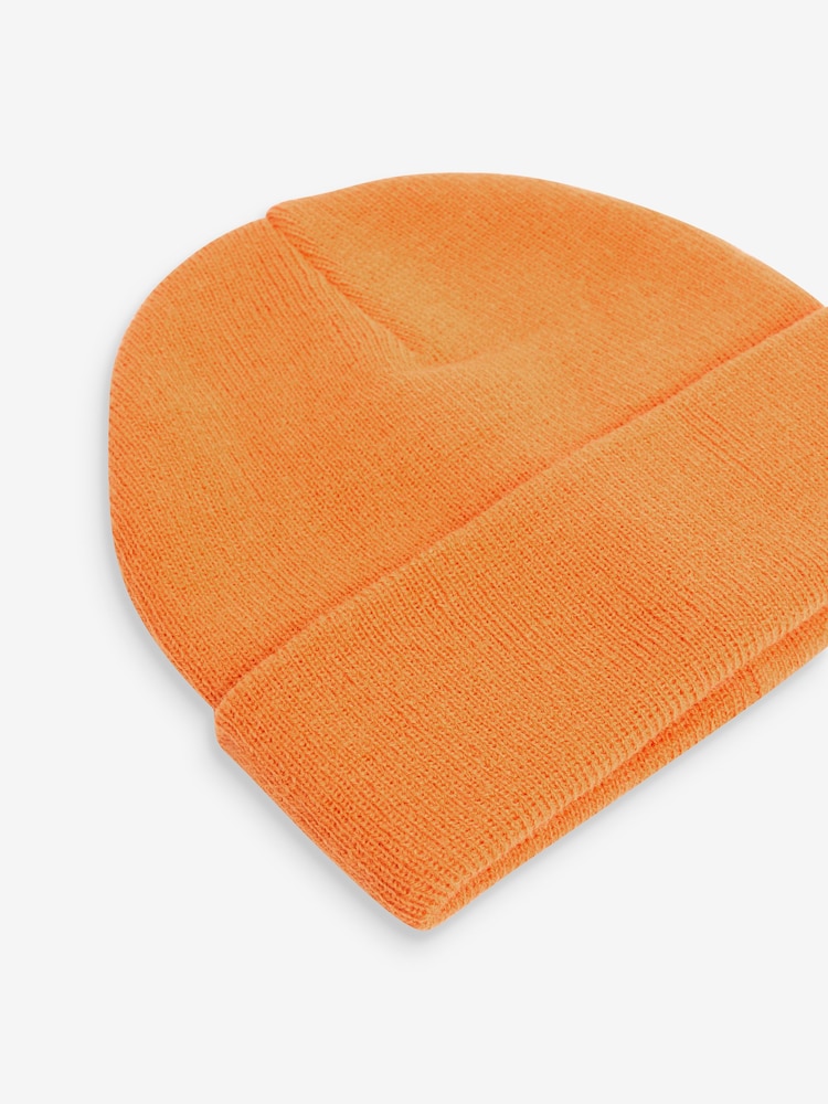 Orange Flat Knit Beanie Hat (3mths-16yrs) - Image 2 of 2