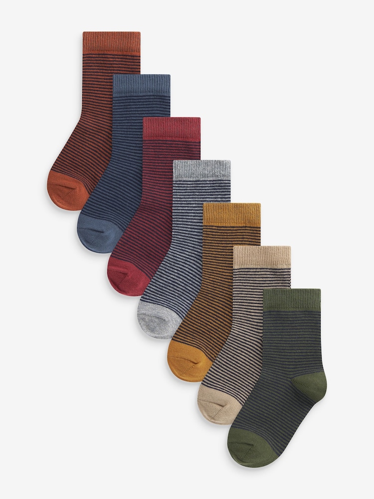 Multi Stripe Cotton Rich Socks 7 Pack - Image 1 of 8