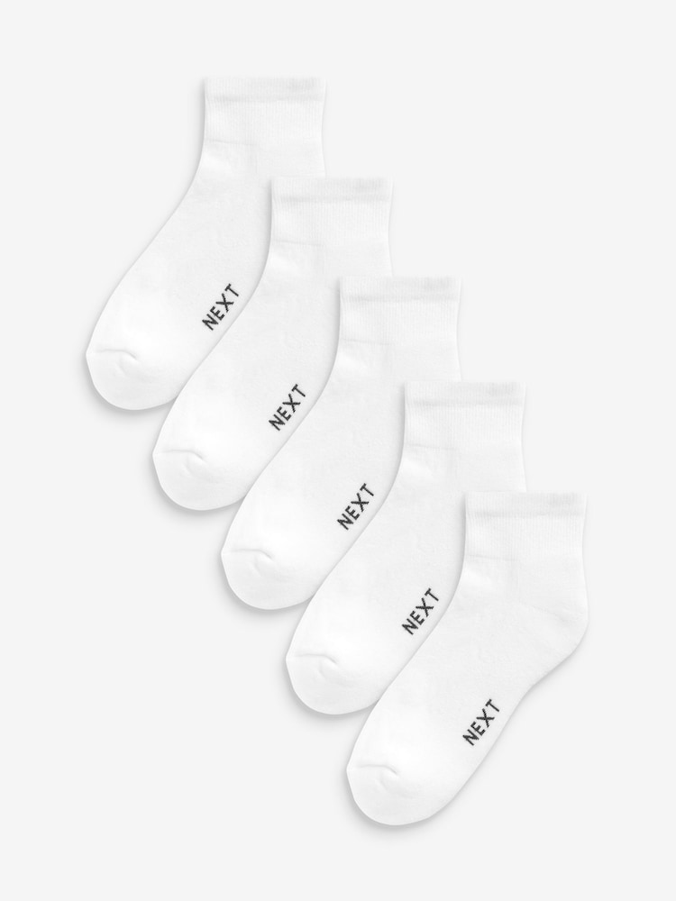 White 5 Pack Mid Trainer Socks - Image 1 of 3