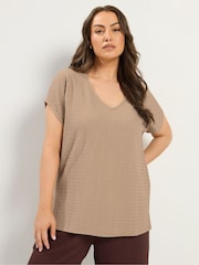 Yours Curve Natural Textured Grown On T-Shirt - Image 1 of 6
