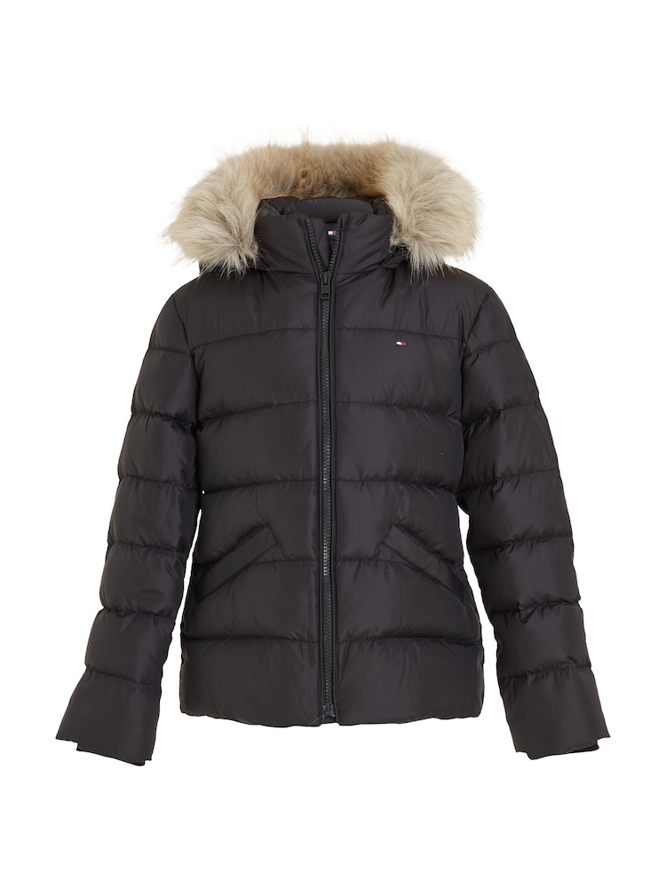 Tommy Hilfiger Black Girls Essential Down Faux Fur Hood Jacket - Image 4 of 6