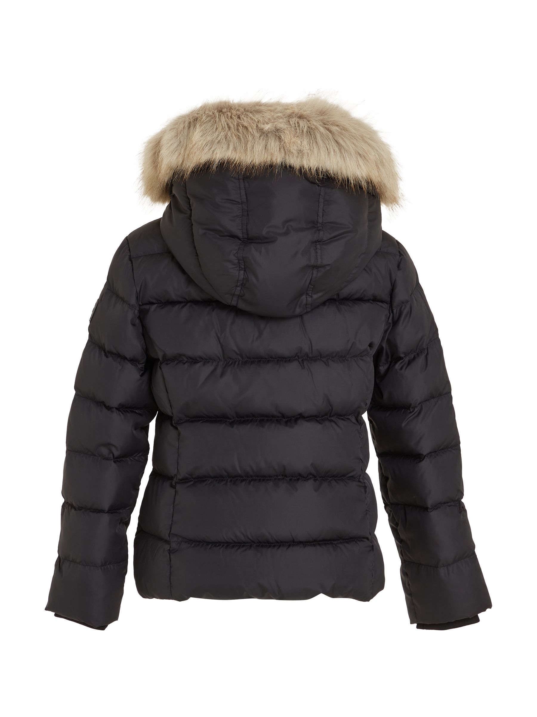 Tommy Hilfiger Black Girls Essential Down Faux Fur Hood Jacket