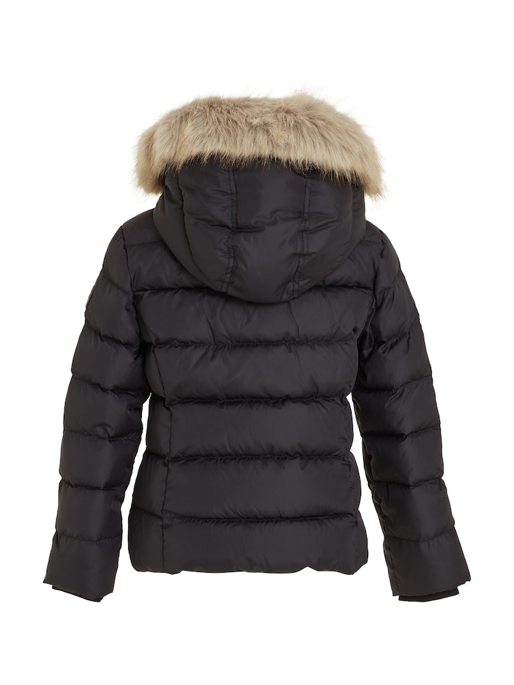 Tommy Hilfiger Black Girls Essential Down Faux Fur Hood Jacket - Image 5 of 6