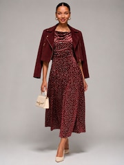 Jolie Moi Red Cowl Neck Velvet Midaxi Dress - Image 6 of 6