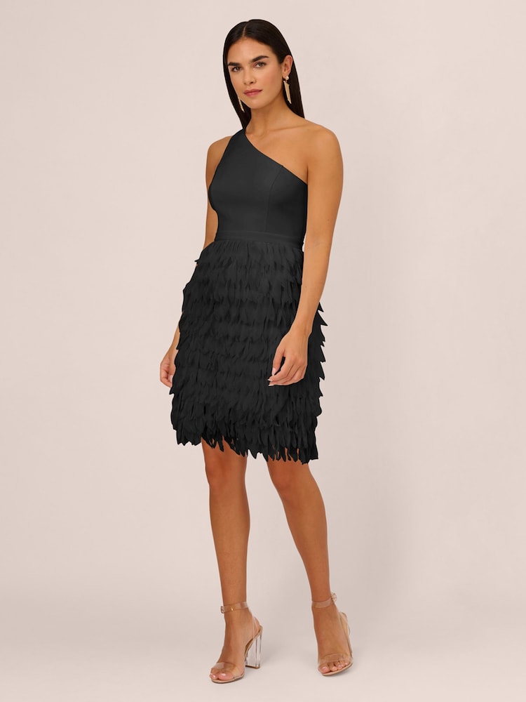 Robe cocktail Aidan by Adrianna Papell en mousseline de plumes noire - Image 3 of 6