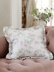 Shabby Chic by Rachel Ashwell® Royal Bouquet Pink Cotton/Linen Mix Ruffle Cushion - Image 1 of 4