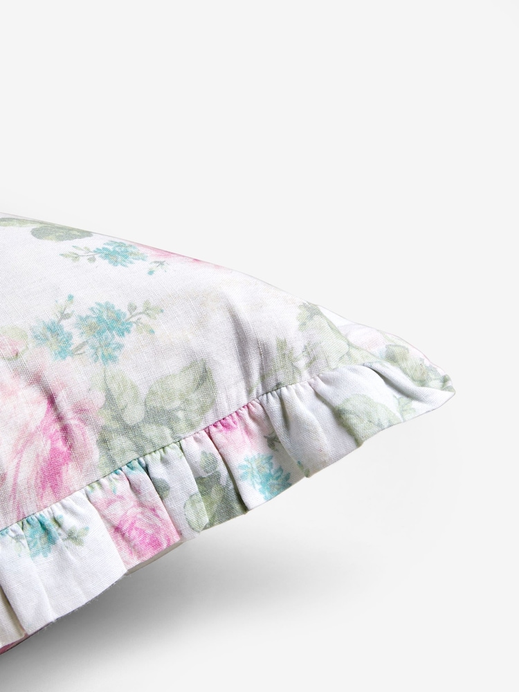 Shabby Chic by Rachel Ashwell® Royal Bouquet Pink Cotton/Linen Mix Ruffle Cushion - Image 2 of 4