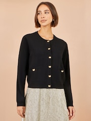 Yumi Black Bow Button Cardigan - Image 1 of 5